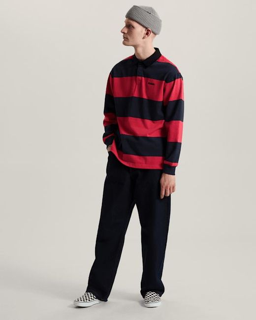 Vans Red Ward Stripe Rugby Knit Polo for men