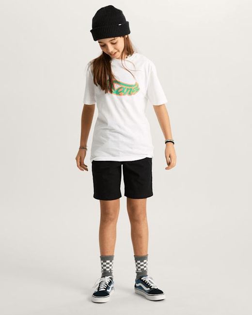 Vans White Kids Wavy Script T-Shirt (8-14 Years)