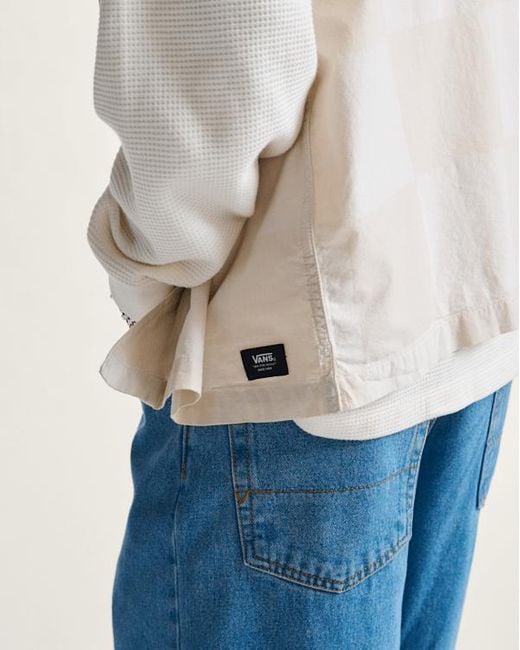 Vans Kessler Checkerboard Woven Overhemd, Grootte in het White voor heren