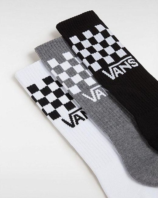Vans Black Classic Check Crew Socks for men