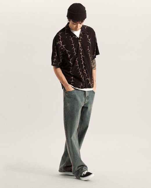 Vans Black Van Doren Printed Camp T-Shirt for men