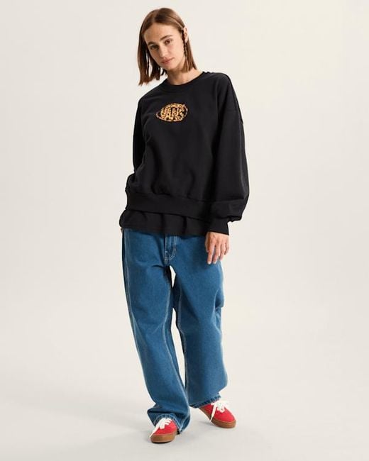 Vans Leopard Oval Sweater Met Ronde Hals, Vrouw, Grootte in het Black