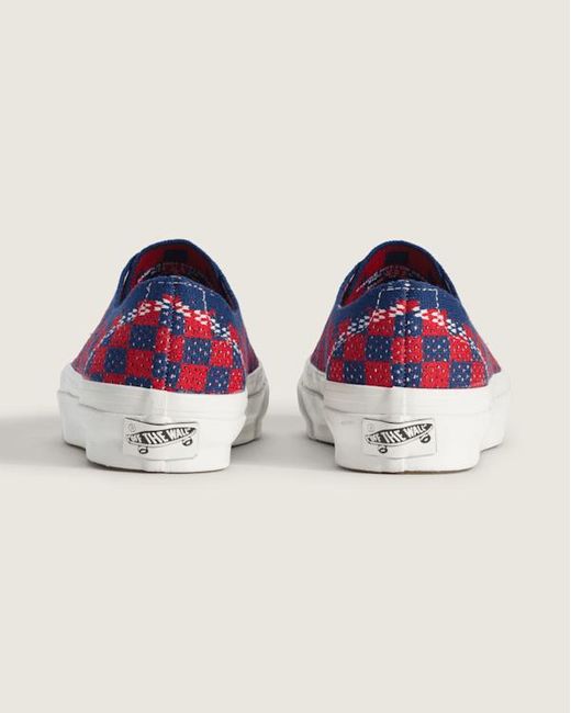 Vans Red Premium Authentic Checkerboard Shoes for men