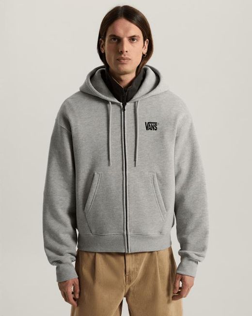 Vans Gray Stretch Logo Zip Pullover Hoodie for men