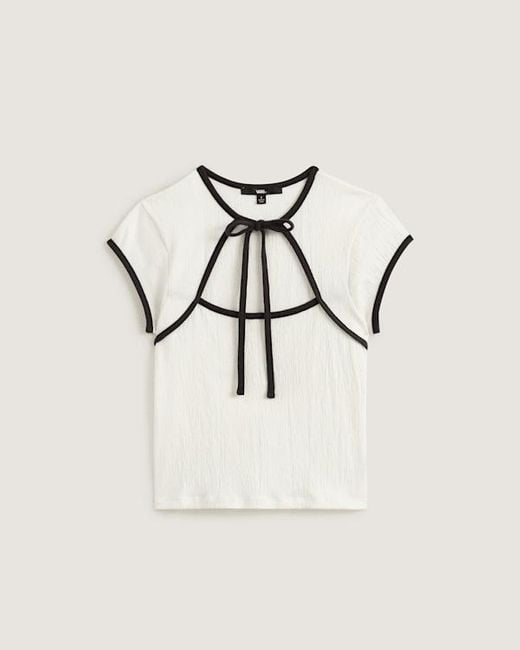 Camisa Kari Con Lazada Al Cuello, Mujer, Talla Vans de color Natural