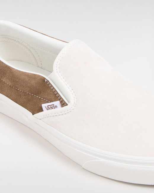 Vans White Classic Slip-on Schuhe Aus Schweinswildleder
