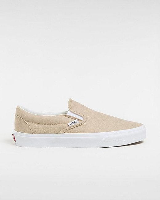 Vans White Classic Slip-on Summer Linen Shoes