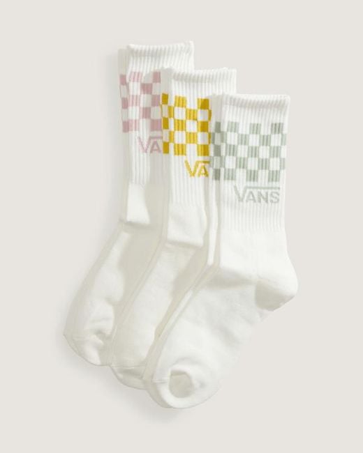 Vans White Classic Check Crew Socks (3 Pairs) Size: L (8.5-12​ for men
