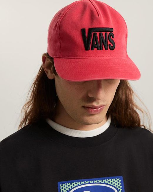 Vans Red Stretch Logo Snapback Hat for men