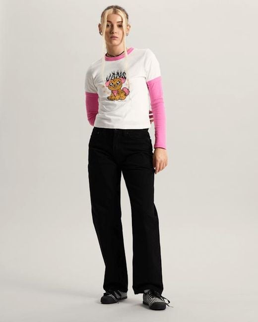 Vans White Puppy Ringer T-Shirt
