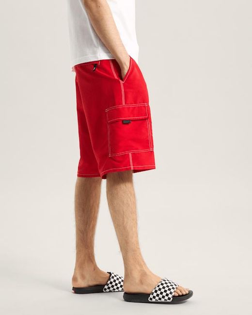Vans Red Voyage Long Cargo Boardshorts for men