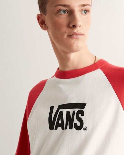 Vans Red Core Raglan Long Sleeve T-Shirt for men