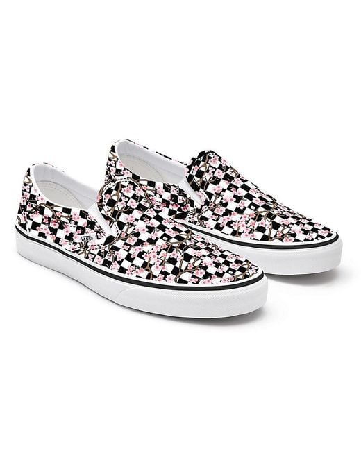Vans Customs Cherry Blossom Checkerboard Slip on in Black Lyst UK