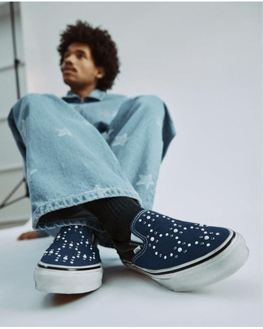 Vans Blue Premium Classic Slip-On Shoes for men