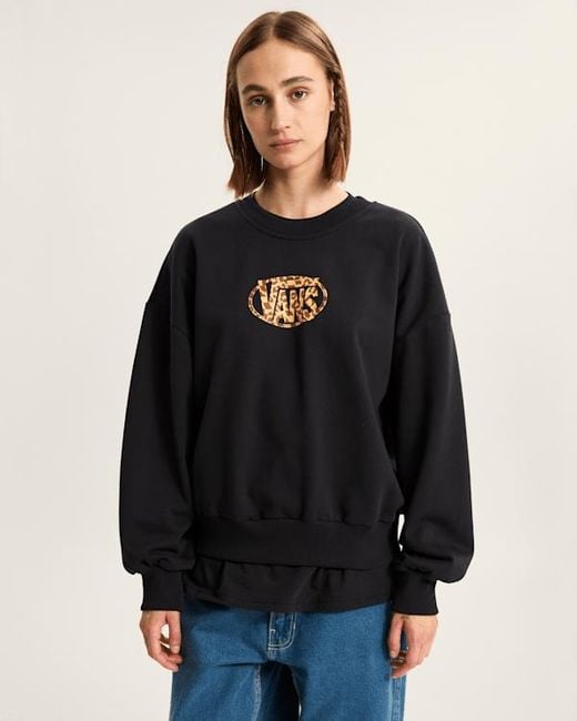 Vans Leopard Oval Sweater Met Ronde Hals, Vrouw, Grootte in het Black