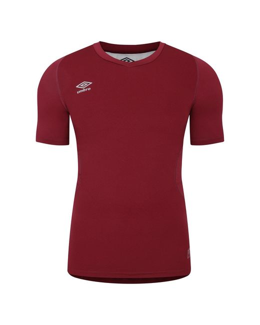 Umbro Red Adult Elite V Neck Base Layer Top (New Claret)