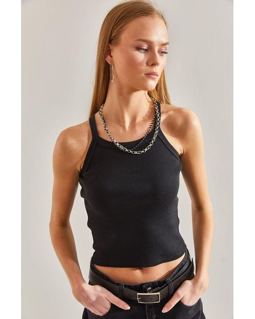 Bianco Lucci Black Basic Top