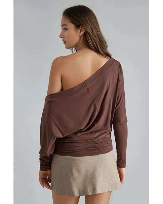 Busem Boothals Drape Blouse in het Brown