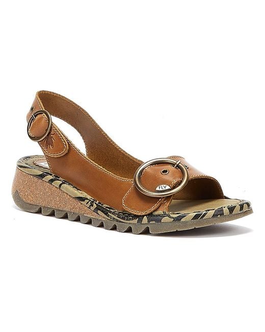 Fly London Tram723Fly Vrouw Camel Sandalen in het Brown