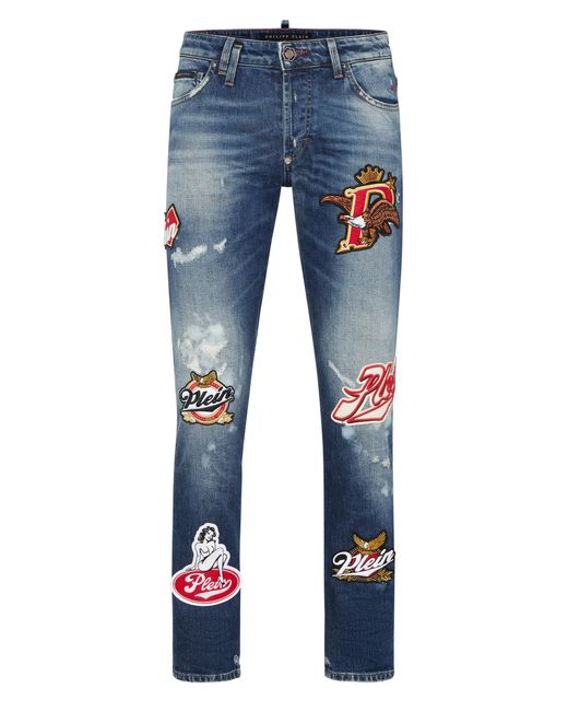 Philipp Plein Super Straight Cut Jeans Plein Beers in het Blue voor heren
