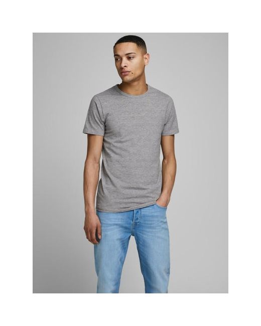 Jack & Jones Basic O-Neck Tee S/S Noos in het Gray voor heren