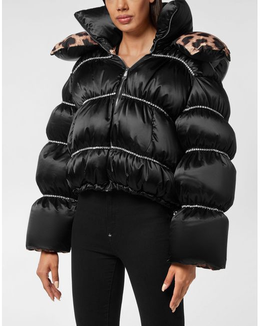 Philipp Plein Donsjack Flame in het Black