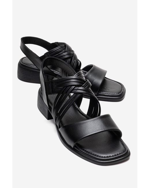 Forever & Always Shoes Black Livello Leder Multi-Riemen Sandale (Damen)