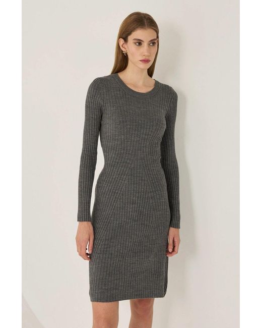 Hiccup Gray Knit Crew Neck Dress