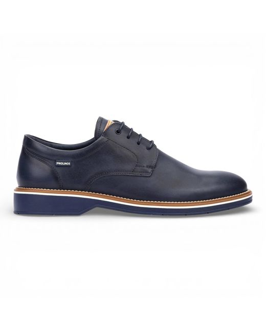Pikolinos Blue Leather Lace-Up Derby Comfort Shoes for men