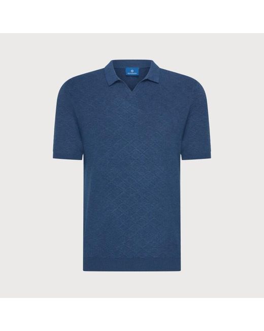 BLUE INDUSTRY De Structuurbreisel Polo in het Blue voor heren
