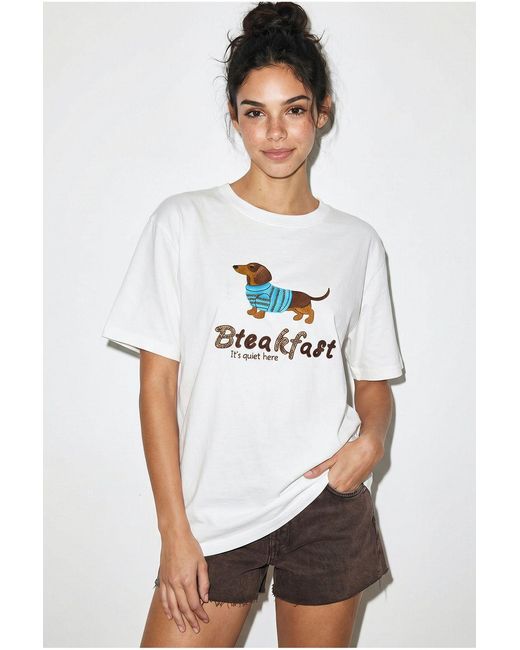 Bianco Lucci White Oversized Printed Cotton Jersey T-Shirt