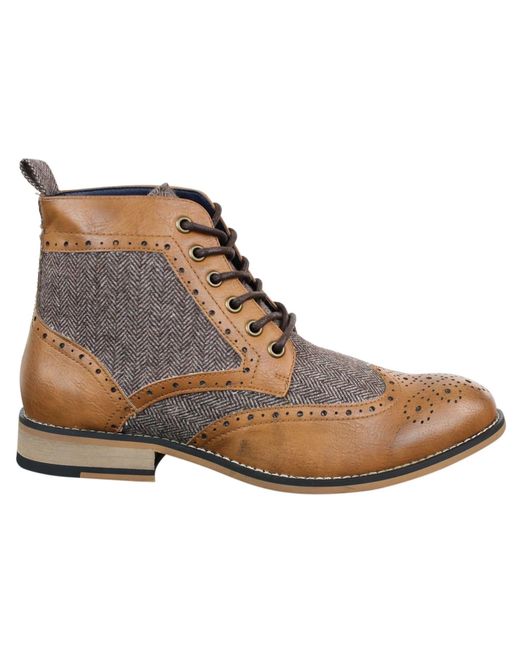 House Of Cavani Brown Classic Tweed Oxford Ankle Boots for men