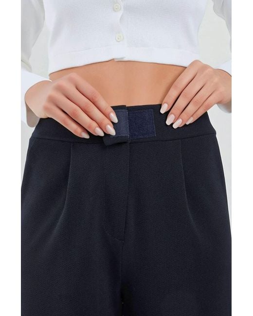 Hiccup Blue High Waist Elastic Crepe Palazzo Pants