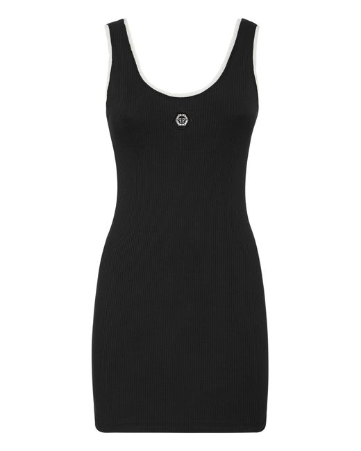 Philipp Plein Short Dress Rib in het Black