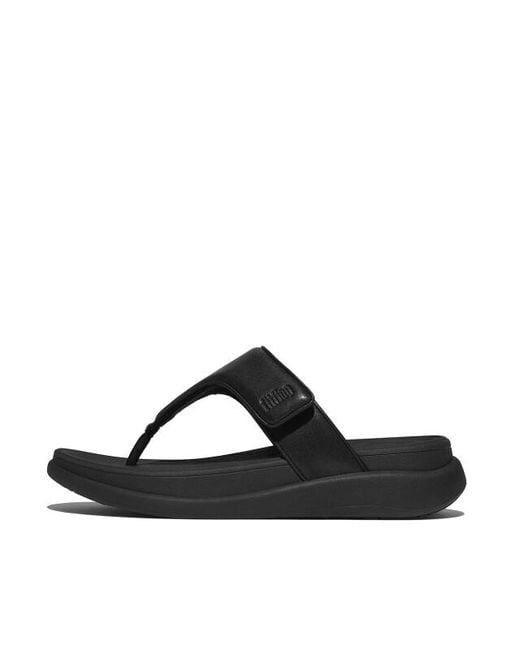Fitflop F-Mode Go Adjustable Flatform Toe-Post Sandals in het Black