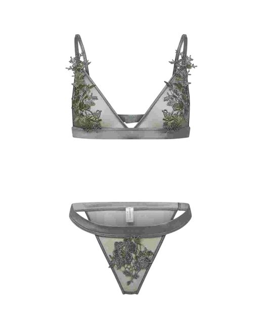 Glamorous String Met Doorschijnende Stof in het Gray
