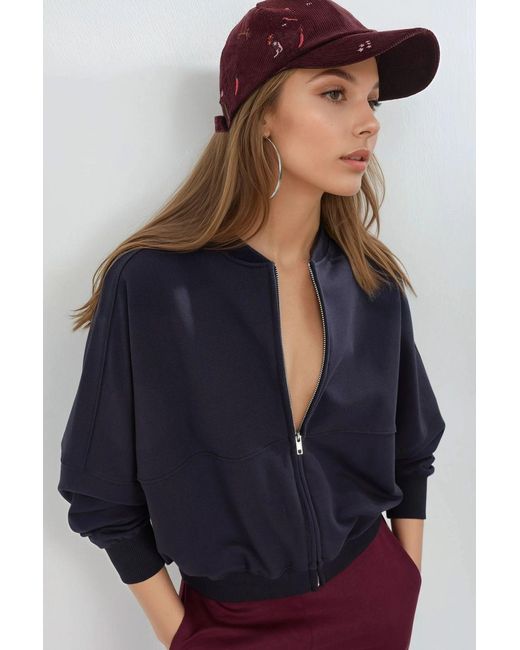 Busem Blue Relaxed Fit Full-Zip Sweatshirt