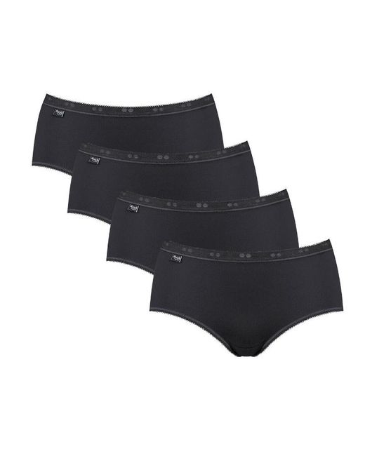 Sloggi Basic+ Midi 4-Pack in het Black