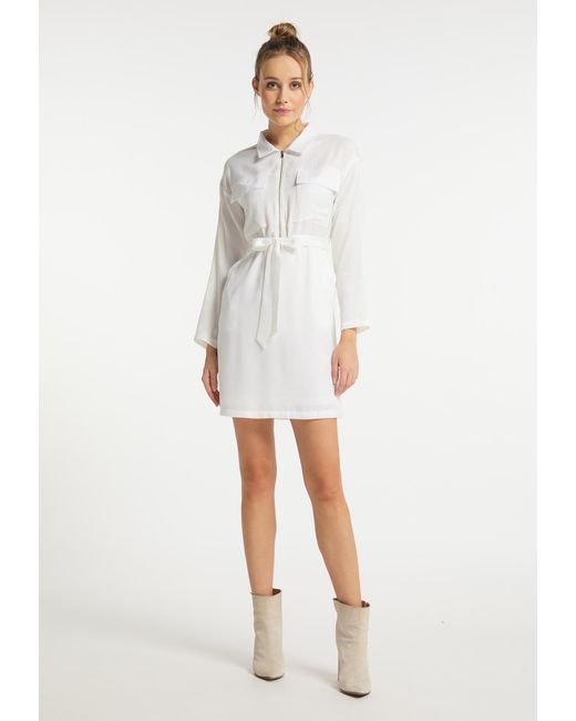 Dreimaster Overhemd Blouse Jurk Dames Wit in het White