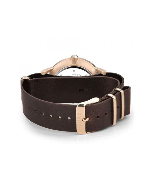 Cluse Blue Braune Lederdressuhr