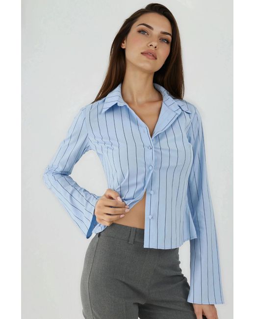 Hiccup Blue Fitted Striped Button-Up Shirt