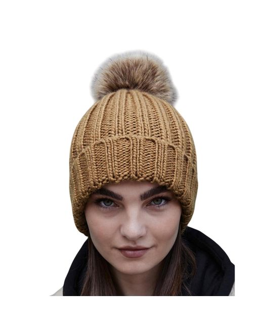 BEECHFIELD® Natural Mütze Bommel (Keks)