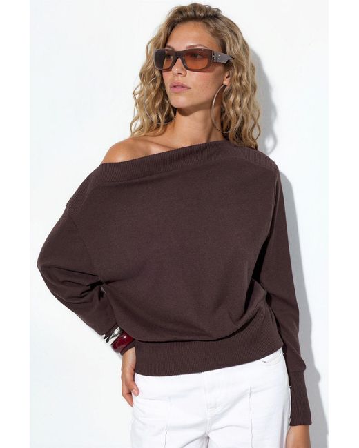 Busem Purple Solid Crew Neck Sweatshirt