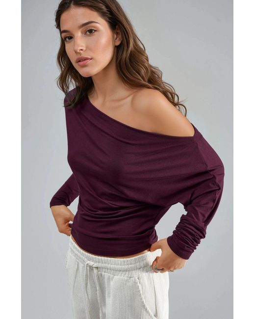 Busem Boothals Drape Blouse in het Purple