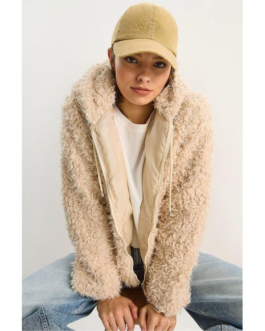 Bianco Lucci Natural Hooded Plush Coat