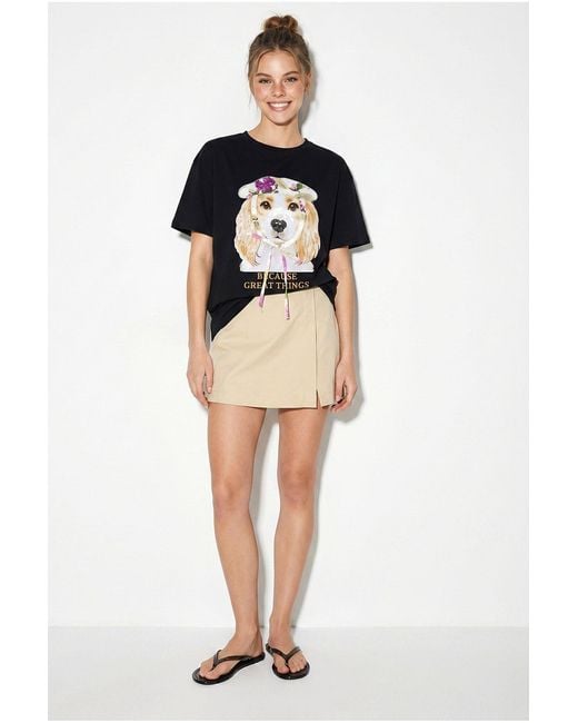 Bianco Lucci Black Sequin Printed Crew Neck T-Shirt