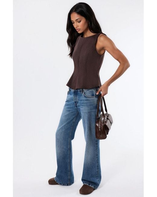 Hiccup Brown Sleeveless Peplum Top