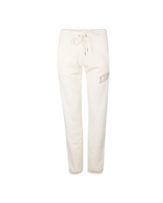 DKNY Logo Geribbelde Manchetten Joggers (Pebble) in het White