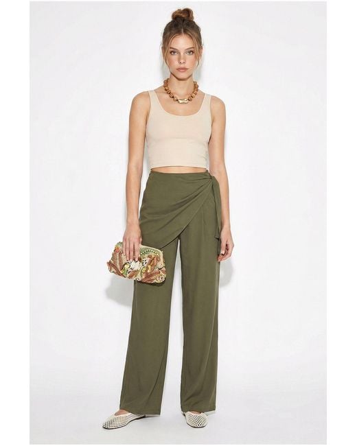 Bianco Lucci Multicolor High-Waist Wide-Leg Crepe Trousers