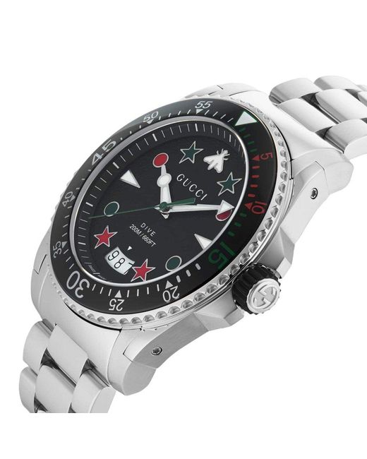 Gucci Ya136221 Duik Herenhorloge in het Metallic voor heren